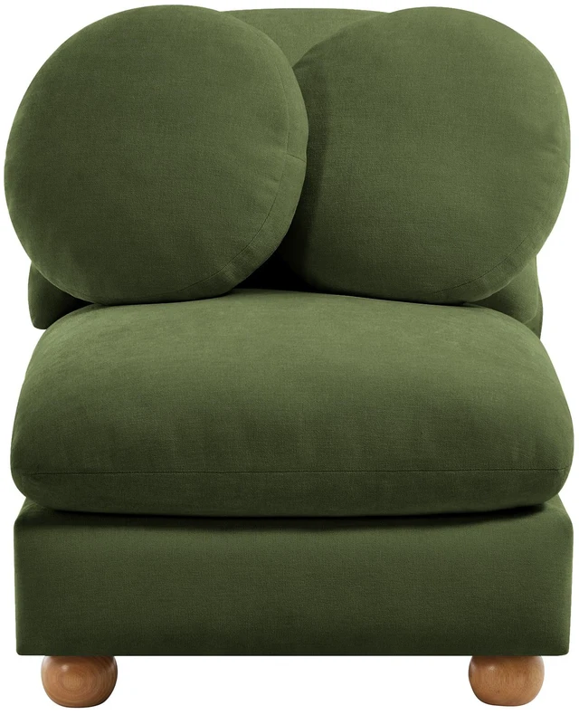 Main image of Armless Sofa Chenille Fabric Pillows, Green