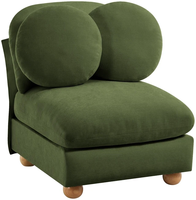 Alt view image 2 of 7 - Armless Sofa Chenille Fabric Pillows, Green
