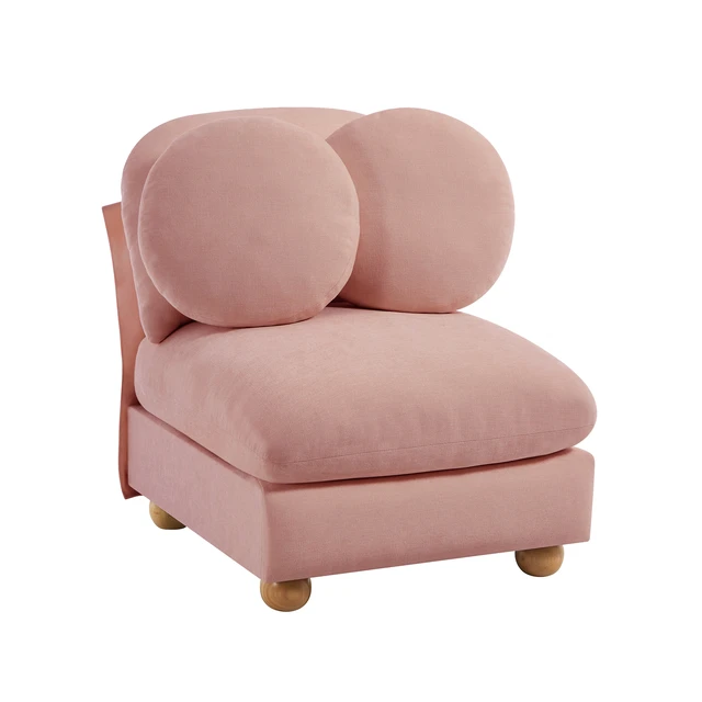 Alt view image 2 of 7 - Armless Sofa Chenille Fabric Pillows, Pink