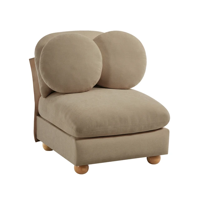 Alt view image 2 of 7 - Armless Sofa Chenille Fabric Pillows, Camel