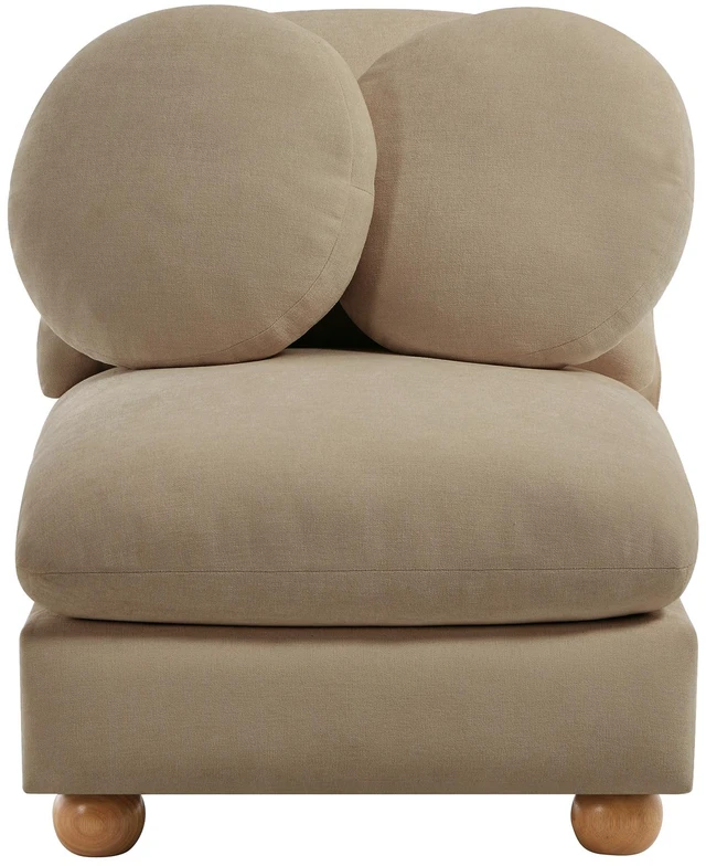 Main image of Armless Sofa Chenille Fabric Pillows, Camel