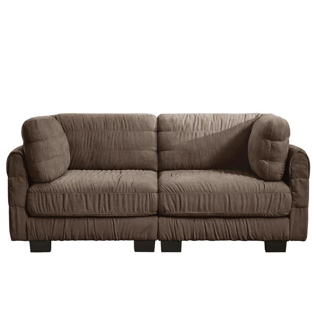 Alt view image 6 of 7 - Ruched Detailing Chenille Loveseat Modular Sectional Sofa, High Density Foam l Shape Thickened Back Cushions Easy