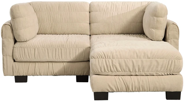 Alt view image 7 of 7 - 2 Seat Ruched Detailing Chenille Modular Sectional Sofa, Movable Ottoman High Density Foam l Shape Thickened Back