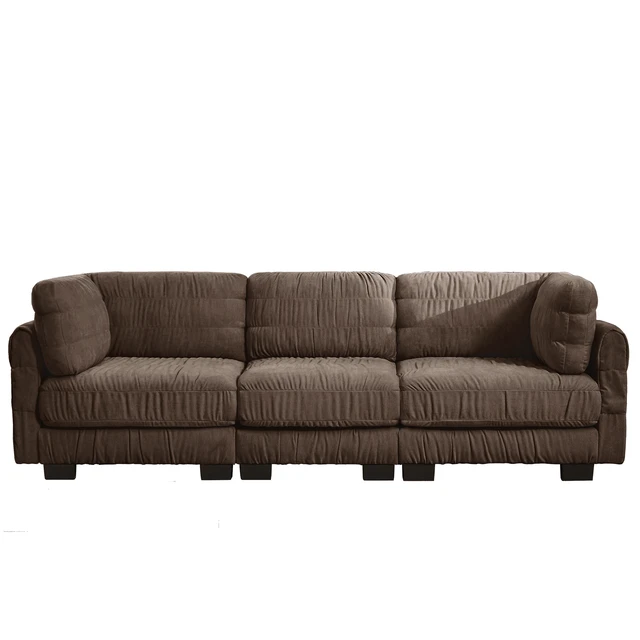 Alt view image 6 of 7 - 3 Seat Ruched Detailing Chenille Modular Sectional Sofa, High Density Foam l Shape Thickened Back Cushions Easy