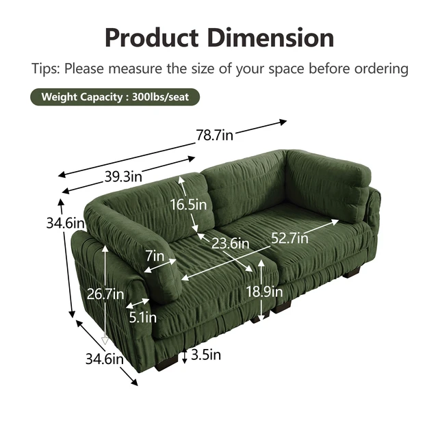 Alt view image 5 of 7 - Ruched Detailing Chenille Loveseat Modular Sectional Sofa, High Density Foam l Shape Thickened Back Cushions Easy