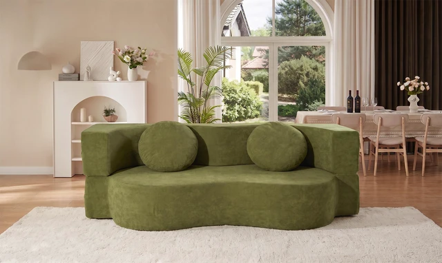 Main image of Folding Sofa Bed with Pillow, Twin Sleeper Sofa Floor and Futon Loveseat Couch Foam Folding Mattress Sleeper for Living