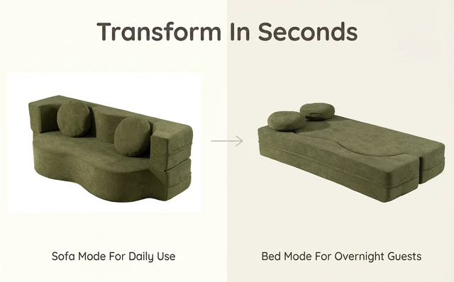 Alt view image 3 of 7 - Folding Sofa Bed with Pillow, Twin Sleeper Sofa Floor and Futon Loveseat Couch Foam Folding Mattress Sleeper for Living
