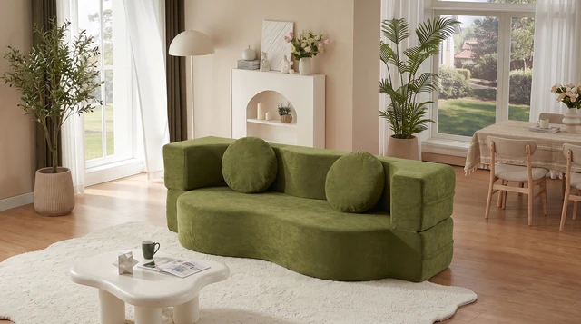 Alt view image 4 of 7 - Folding Sofa Bed with Pillow, Twin Sleeper Sofa Floor and Futon Loveseat Couch Foam Folding Mattress Sleeper for Living