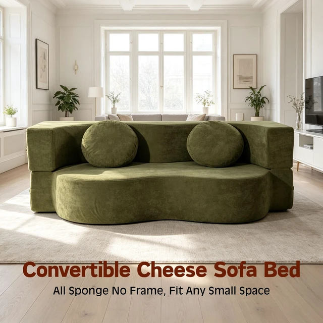 Alt view image 6 of 7 - Folding Sofa Bed with Pillow, Twin Sleeper Sofa Floor and Futon Loveseat Couch Foam Folding Mattress Sleeper for Living