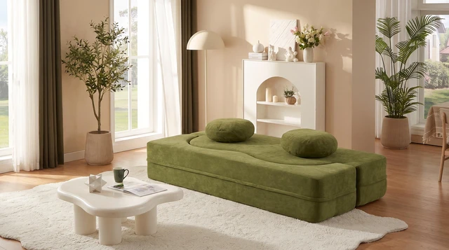 Alt view image 5 of 7 - Folding Sofa Bed with Pillow, Twin Sleeper Sofa Floor and Futon Loveseat Couch Foam Folding Mattress Sleeper for Living