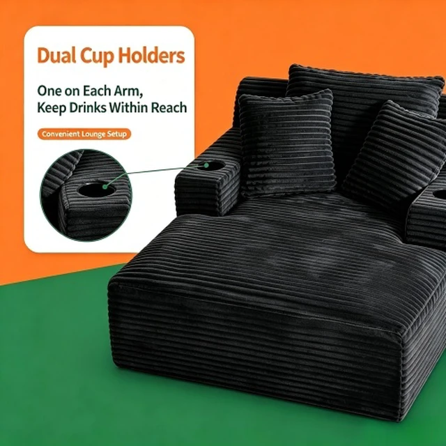 Alt view image 4 of 7 - 47.24 Inch Wide Chaise Lounge Chair Indoor, Flannel Upholstered Sofa Bed Deep Seat Sleeper Couch Reading Chairs Cloud