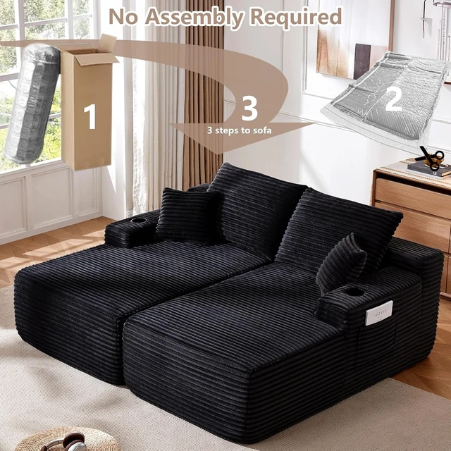 Alt view image 3 of 7 - 63.78 Inch Modular Sectional Sofa, Cloud Sectional Couch with Deep Seat Upholstered Couches for Living Corduroy Fabric