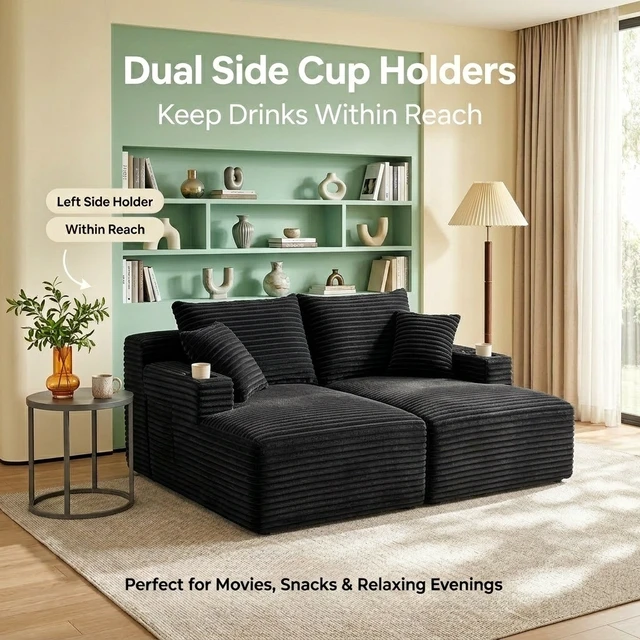 Alt view image 7 of 7 - 63.78 Inch Modular Sectional Sofa, Cloud Sectional Couch with Deep Seat Upholstered Couches for Living Corduroy Fabric