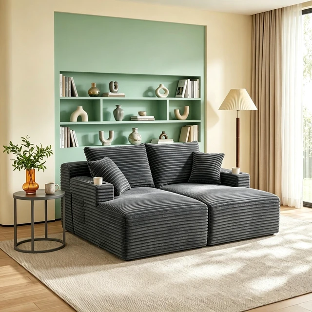 Main image of 63.78 Inch Modular Sectional Sofa, Cloud Sectional Couch with Deep Seat Upholstered Couches for Living Corduroy Fabric