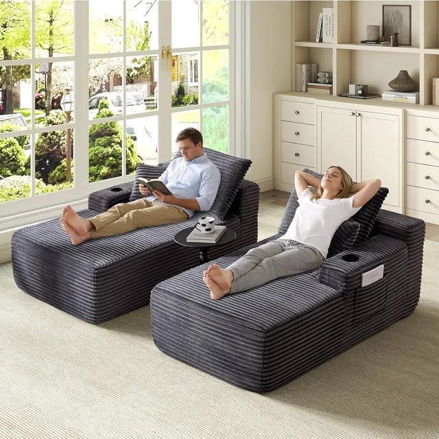 Alt view image 5 of 7 - 63.78 Inch Modular Sectional Sofa, Cloud Sectional Couch with Deep Seat Upholstered Couches for Living Corduroy Fabric