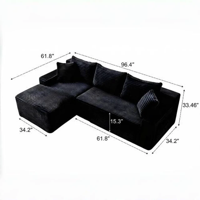 Alt view image 2 of 7 - 96 Inch Modular Sectional Sofa with l Shape Chaise, Sectional Couches for Living and DIY Frameless Cloud Couch