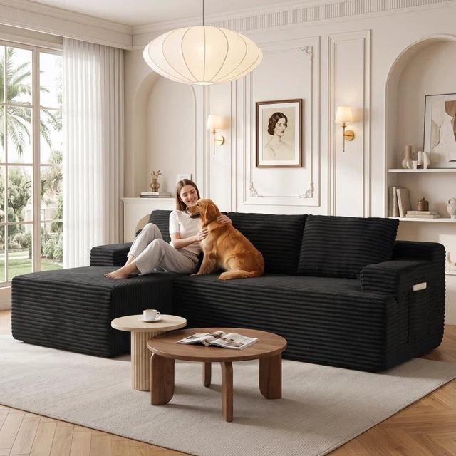 Alt view image 6 of 7 - 96 Inch Modular Sectional Sofa with l Shape Chaise, Sectional Couches for Living and DIY Frameless Cloud Couch