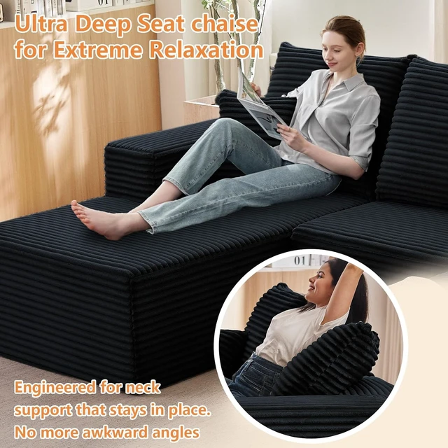 Alt view image 5 of 7 - 96 Inch Modular Sectional Sofa with l Shape Chaise, Sectional Couches for Living and DIY Frameless Cloud Couch