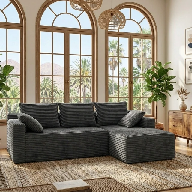 Alt view image 4 of 7 - 96 Inch Modular Sectional Sofa with l Shape Chaise, Sectional Couches for Living and DIY Frameless Cloud Couch