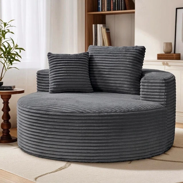 Main image of 50 Inch Round Lounge Chair, Upholstered Cloud Circle Chaise with Deep Seat Fluffy Sleeper Sofa for Reading Nook Living