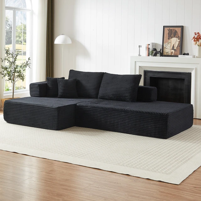Main image of Modular Configurable Sofa L-Shaped Sectional, Convertible Seater Foam Lounge Removable Armrests with Storage Pockets