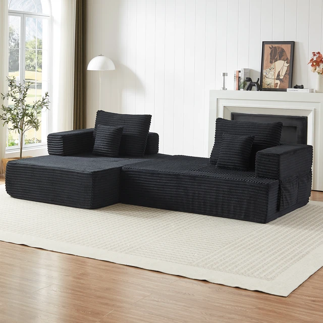 Alt view image 5 of 7 - Modular Configurable Sofa L-Shaped Sectional, Convertible Seater Foam Lounge Removable Armrests with Storage Pockets