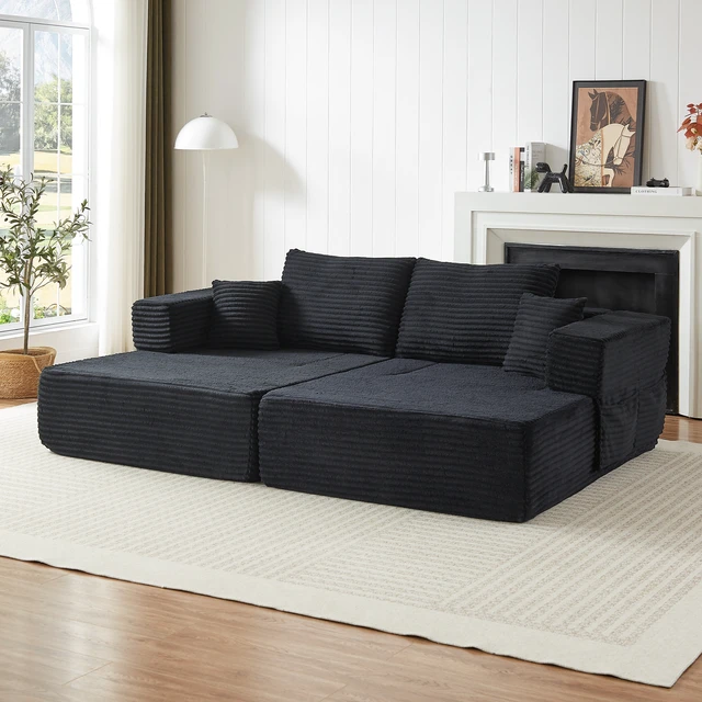 Alt view image 7 of 7 - Modular Configurable Sofa L-Shaped Sectional, Convertible Seater Foam Lounge Removable Armrests with Storage Pockets