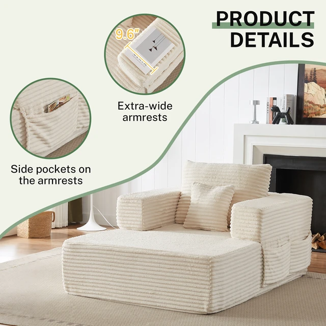 Alt view image 4 of 7 - Modular Configurable Sofa L-Shaped Sectional, Convertible Seater Foam Lounge Removable Armrests with Storage Pockets