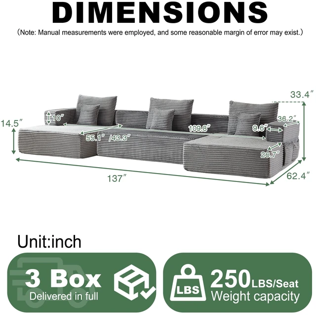 Alt view image 2 of 7 - Modular Configurable Sofa L-Shaped Sectional, Convertible Seater Foam Lounge Removable Armrests with Storage Pockets