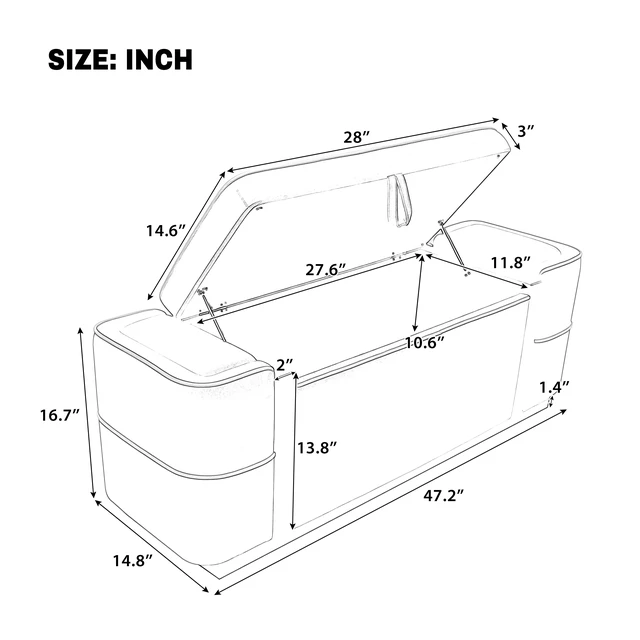 Alt view image 2 of 7 - Storage Bench Upholstered Ottoman Bench Bed End Storage Seat Entryway Shoe for Living, Beige, Velvet, Benches