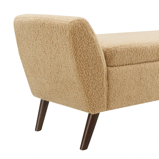 Alt view image 6 of 7 - Video Provided 60 Inch Storage Bench with Mid Centruy Wood Legs, Bench with Storage for Living and Comfort Padded