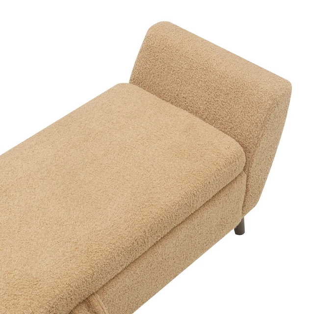 Alt view image 7 of 7 - Video Provided 60 Inch Storage Bench with Mid Centruy Wood Legs, Bench with Storage for Living and Comfort Padded