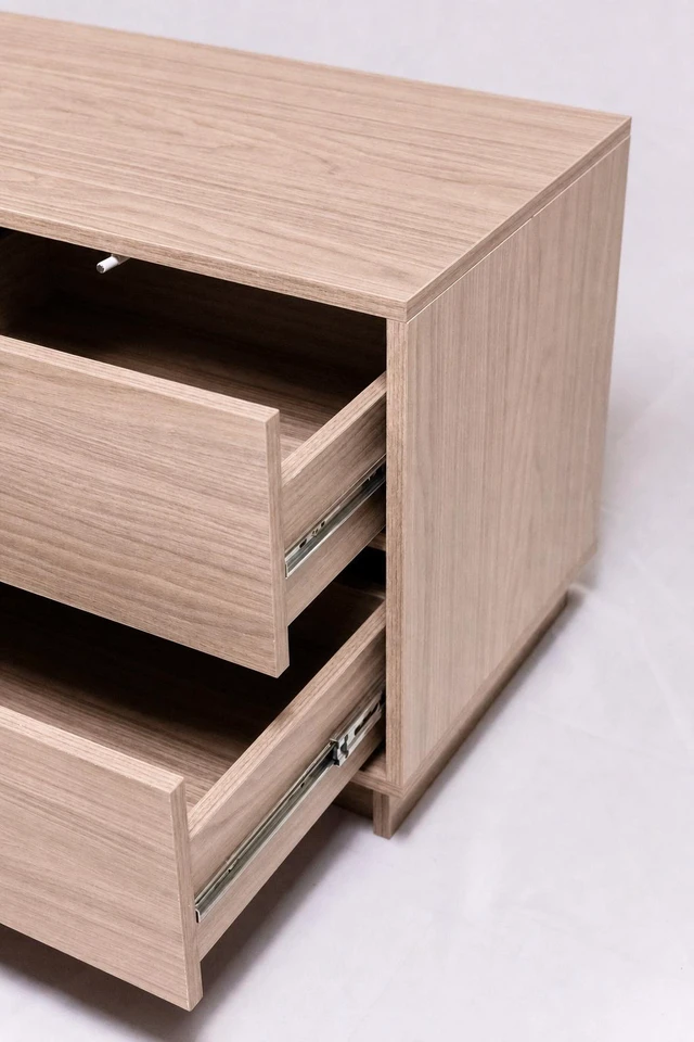 Alt view image 2 of 7 - TV Stand for Tvs 60 Inches, Entertainment Center Two Doors and Two Drawers Thar, Natural Walnut, Melamine, TV