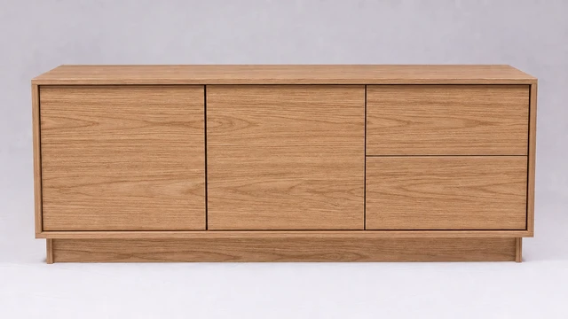 Alt view image 5 of 7 - TV Stand for Tvs 60 Inches, Entertainment Center Two Doors and Two Drawers Hannover, Oak, Melamine, TV Entertainment