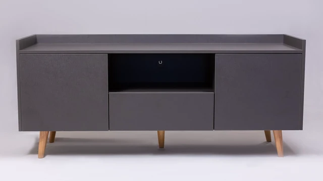 Alt view image 5 of 6 - TV Stand for Tvs 60 Inches, Entertainment Center with Open Storage Shelf Two Doors One Drawer and Cable Management