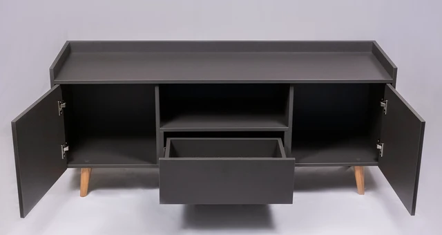 Alt view image 4 of 6 - TV Stand for Tvs 60 Inches, Entertainment Center with Open Storage Shelf Two Doors One Drawer and Cable Management