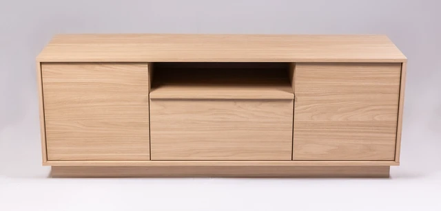 Alt view image 4 of 6 - TV Stand for Tvs 65 Inches, Entertainment Center Two Doors One Drawer and One Open Shelf Thar, Walnut, Melamine, TV