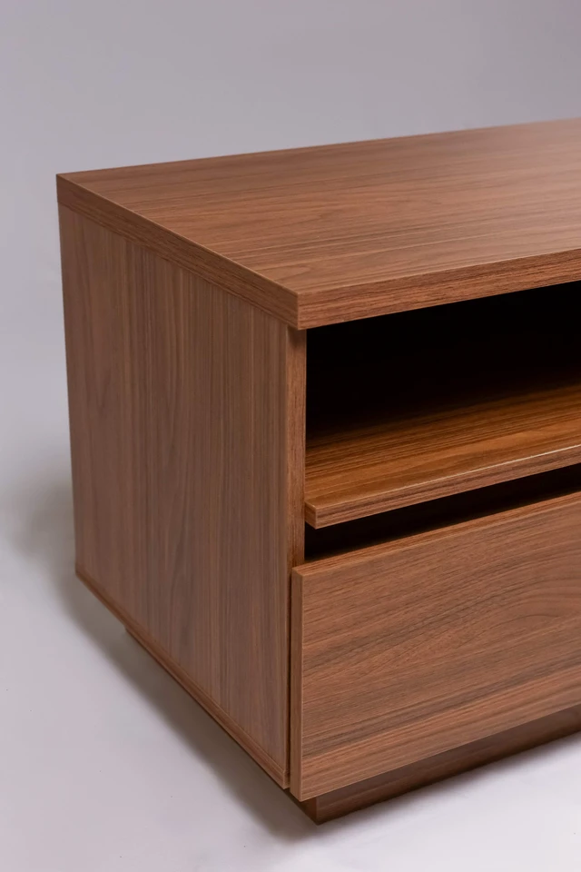 Alt view image 2 of 5 - TV Stand for Tvs 50 Inches, Entertainment Center Two Drawers Caiena, Walnut, Melamine, TV Entertainment Furniture
