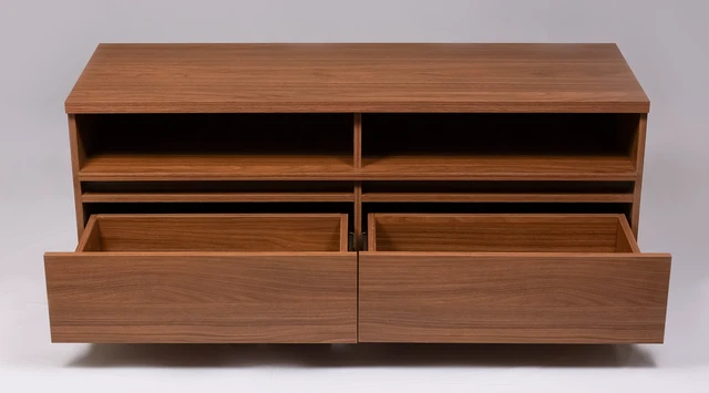 Alt view image 3 of 5 - TV Stand for Tvs 50 Inches, Entertainment Center Two Drawers Caiena, Walnut, Melamine, TV Entertainment Furniture