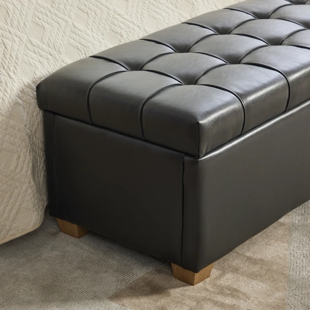 Alt view image 6 of 7 - 60.2 Inch Wide Chenille Upholstered Storage End Bed Bench, Tufted Flip Top Accent Window Bench Footrest Stool Ottoman