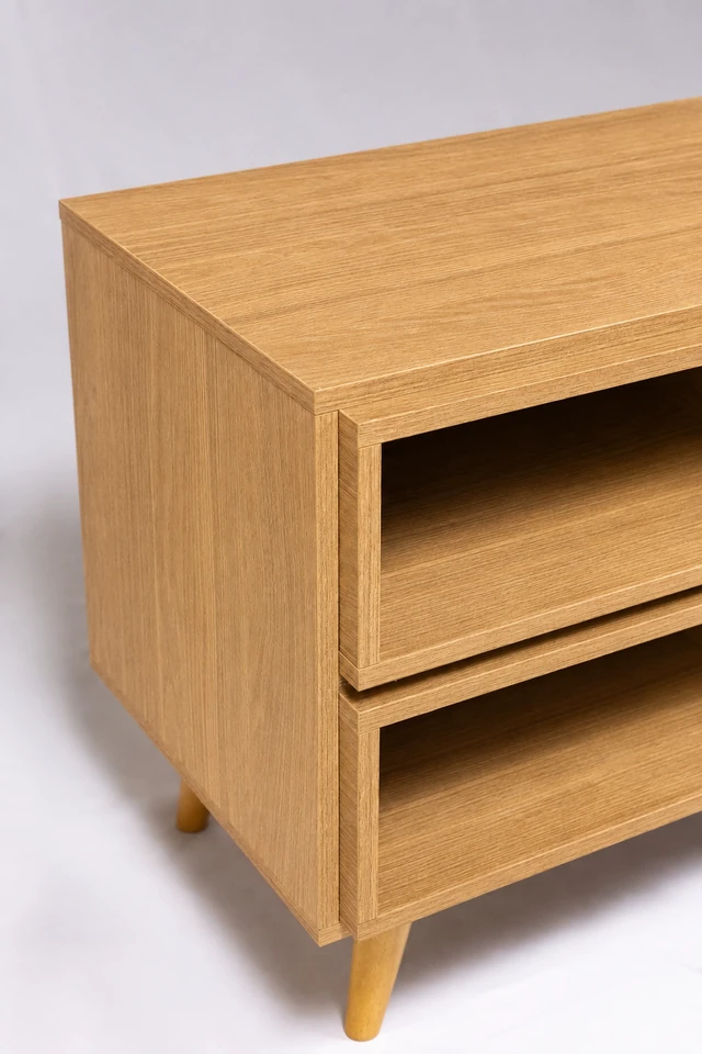 Alt view image 4 of 5 - TV Stand for Tvs 60 Inches, Entertainment Center Two Doors and Two Open Shelves Hannover, Oak, Melamine, TV