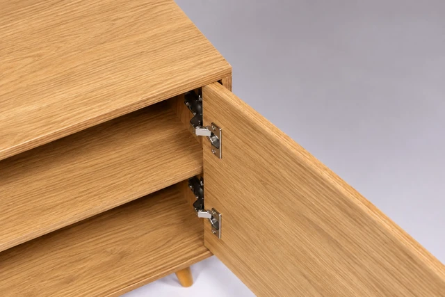 Alt view image 5 of 5 - TV Stand for Tvs 60 Inches, Entertainment Center Two Doors and Two Open Shelves Hannover, Oak, Melamine, TV
