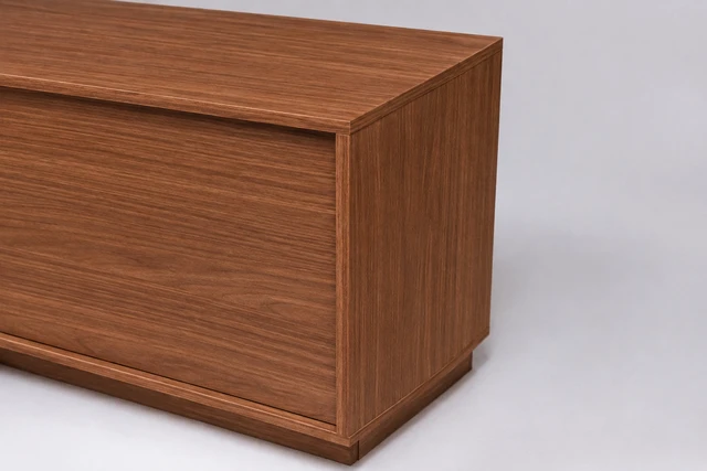 Alt view image 2 of 5 - TV Stand for Tvs 65 Inches, Entertainment Center Two Doors One Drawer and One Open Shelf Caiena, Walnut, Melamine, TV