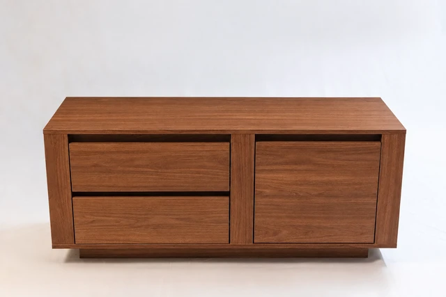 Alt view image 2 of 5 - TV Stand for Tvs 50 Inches, Entertainment Center One Door and Two Drawers Caiena, Walnut, Melamine, TV Entertainment