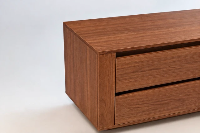 Alt view image 5 of 5 - TV Stand for Tvs 50 Inches, Entertainment Center One Door and Two Drawers Caiena, Walnut, Melamine, TV Entertainment