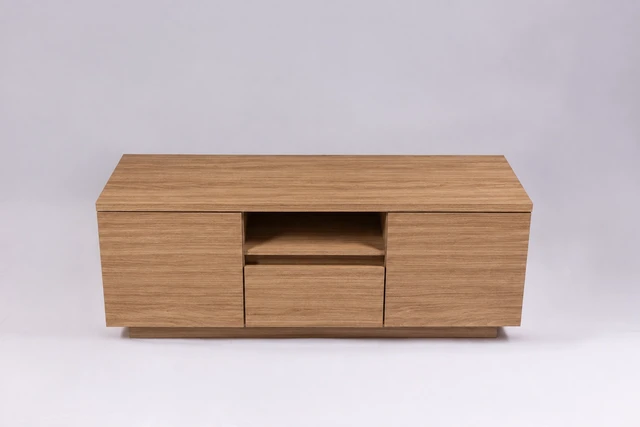 Alt view image 3 of 5 - TV Stand for Tvs 50 Inches, Entertainment Center One Drawer and Two Doors Hannover, Oak, Melamine, TV Entertainment