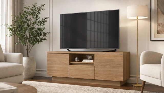 Main image of TV Stand for Tvs 50 Inches, Entertainment Center One Drawer and Two Doors Hannover, Oak, Melamine, TV Entertainment