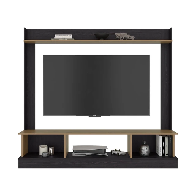 Alt view image 3 of 7 - TV Entertainment Center Media Console with Storage, Wenge, Particle Board, TV Entertainment Furniture