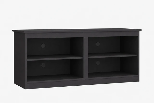 Alt view image 2 of 5 - TV Stand for Tvs 50 Inch, Entertainment Center with Open Storage Shelves and Cable Management, Carbon Gray, Melamine