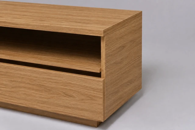 Alt view image 3 of 5 - TV Stand for Tvs 50 Inches, Entertainment Center Two Drawers Hannover, Oak, Melamine, TV Entertainment Furniture